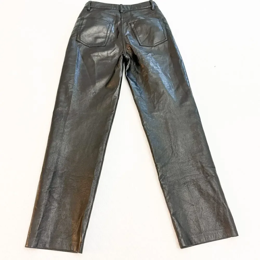 Wilfred by Aritzia Black Faux Leather Black Pants Size 0
